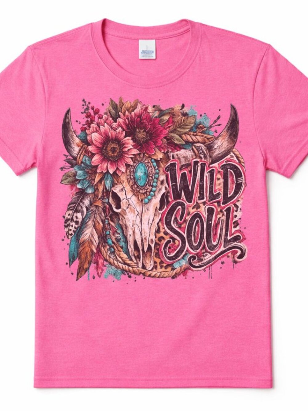 Wild Soul Western Graphic T Shirt Trendy Boutique Style Tee Womens Pink Tops